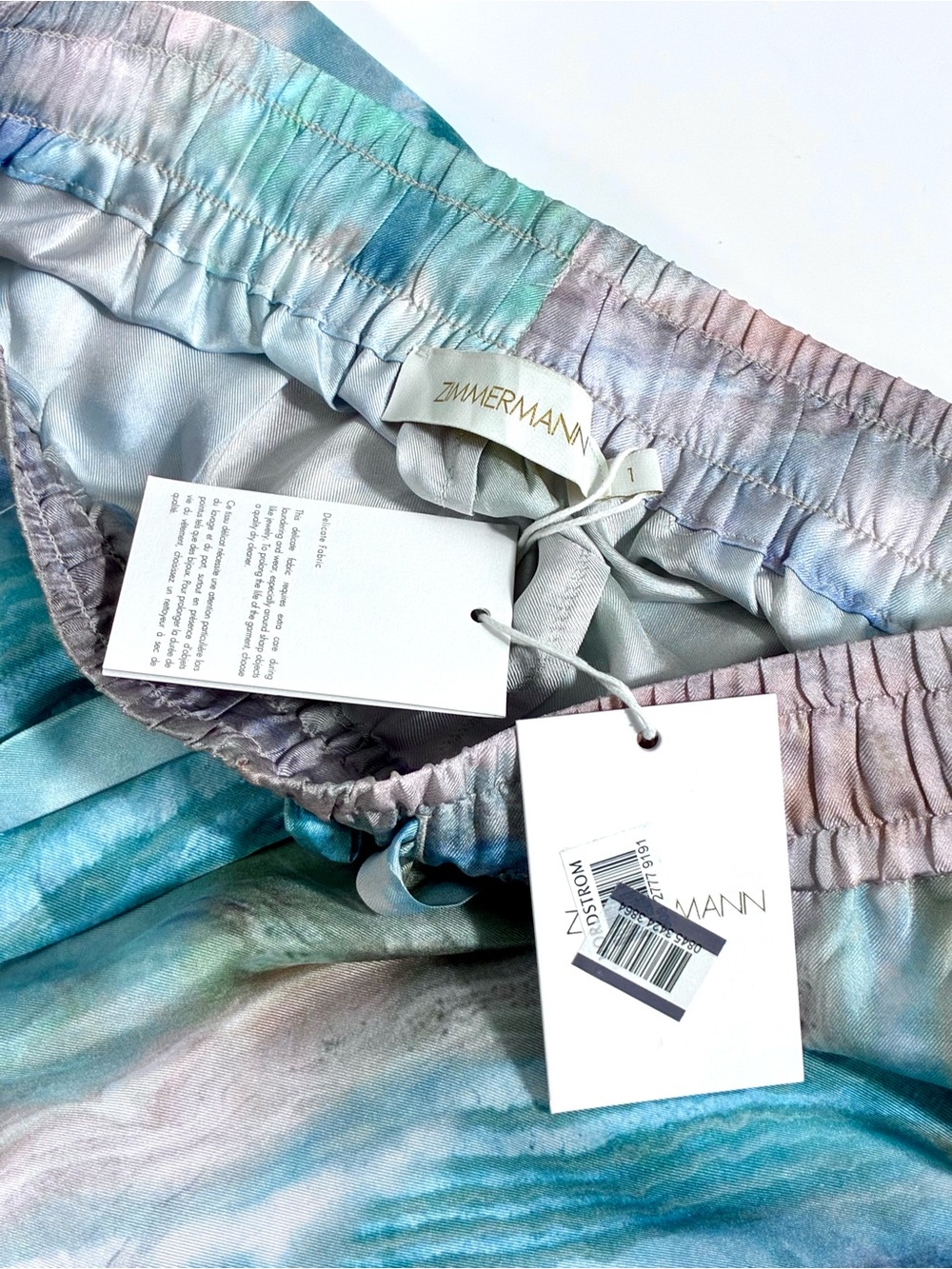 Zimmermann Illuminate Agate Print Silk Track Pants Blue US 6 NWT - Picture 7 of 17